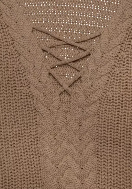 LASCANA Ajourpullover Camelfarben
