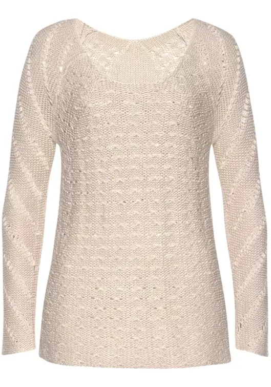 New LASCANA Ajourpullover Sand