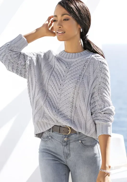 Online LASCANA Ajourpullover Bleu