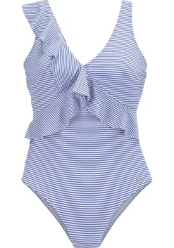 New LASCANA Badeanzug Gestreift-Blau-Weis