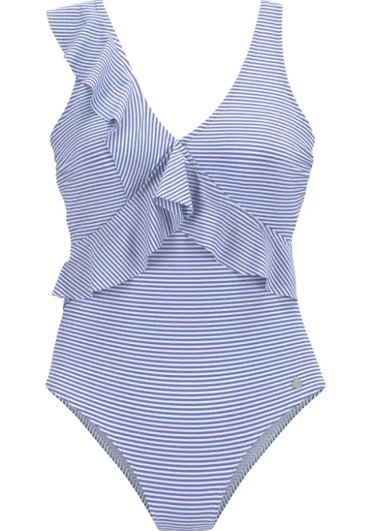 New LASCANA Badeanzug Gestreift-Blau-Weis