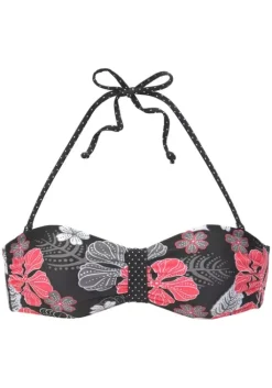 Discount Buffalo Bandeau-Bikini-Top"City" Schwarz-Bedruckt