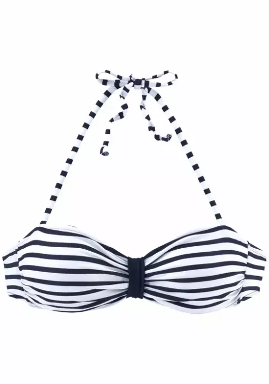 Clearance Venice Beach Bandeau-Bikini-Top"Summer" Weis-Marine-Gestreift