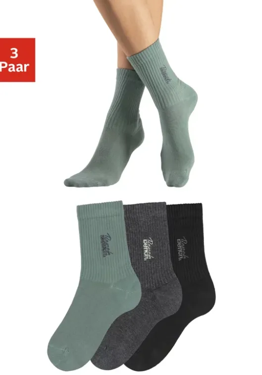 Discount Bench. Basicsocken 1X Schwarz, 1X Anthrazit-Meliert, 1X Pistazie