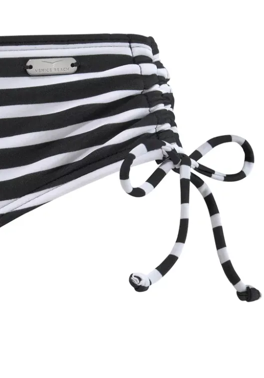 Online Venice Beach Bikini-Hose"Summer" Schwarz-Weis-Gestreift