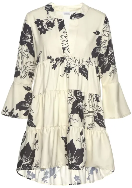 Sale LASCANA Blusenkleid Creme-Schwarz