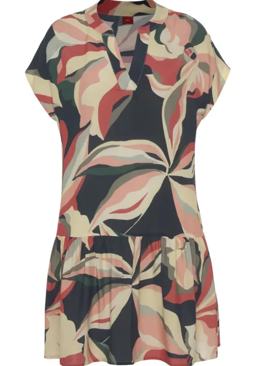 Online s.Oliver Blusenkleid Marine-Koralle Bedruckt