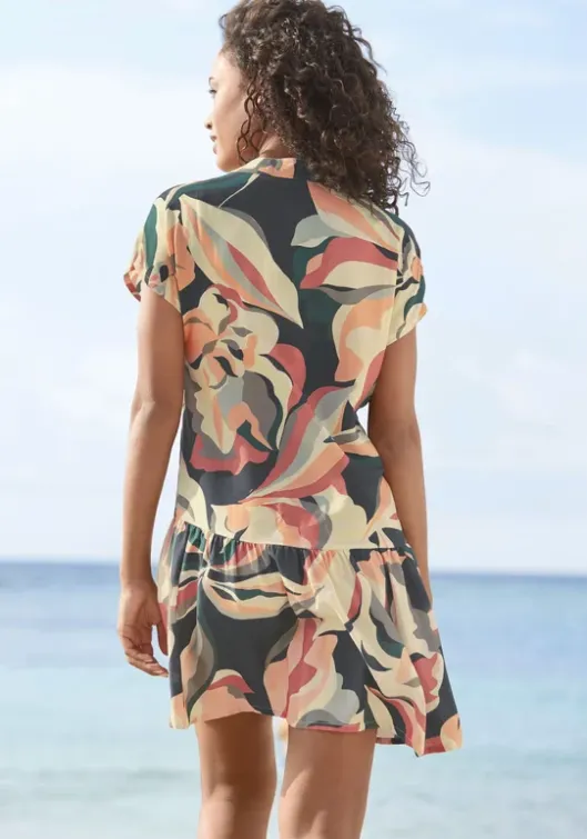 Online s.Oliver Blusenkleid Marine-Koralle Bedruckt