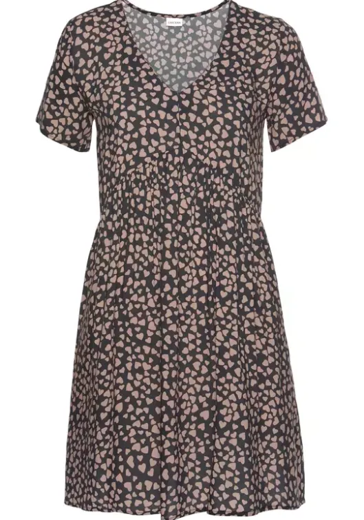 Discount LASCANA Blusenkleid Schwarz-Cognac-Bedruckt