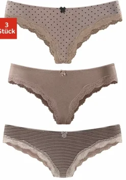 Discount LASCANA Brasilslip Taupe-Uni, Gepunktet, Gestreift