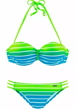 Best Venice Beach Bugel-Bandeau-Bikini Turkis-Gestreift
