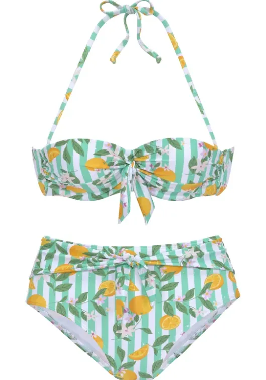 Discount Buffalo Bugel-Bandeau-Bikini"Capri" Mint-Orange Bedruckt