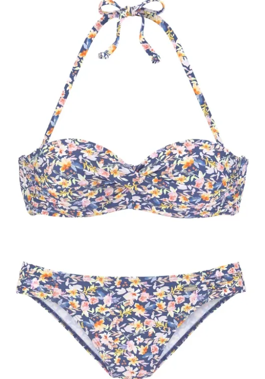 Online Buffalo Bugel-Bandeau-Bikini"Tara" Blau-Bedruckt