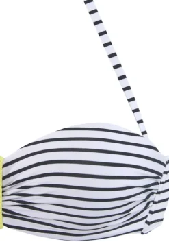 Venice Beach Bugel-Bandeau-Bikini-Top"Camie" Schwarz-Weis-Limette