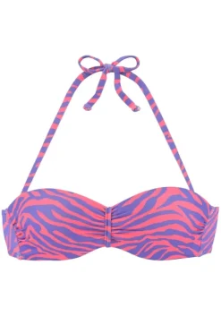 Hot Venice Beach Bugel-Bandeau-Bikini-Top"Fjella" Violett-Koralle