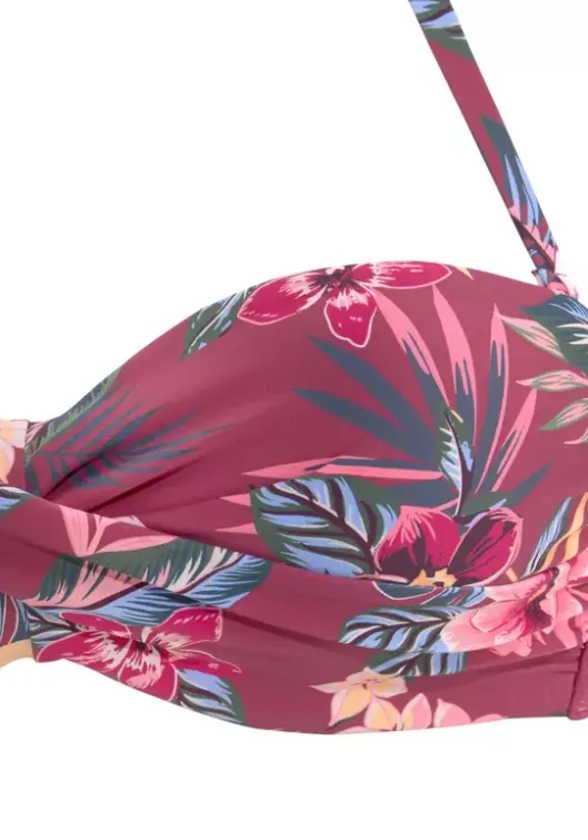 Clearance s.Oliver Bugel-Bandeau-Bikini-Top"Marika" Rostrot-Bedruckt