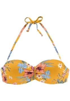 Best Bench. Bugel-Bandeau-Bikini-Top"Maui" Gelb-Bedruckt