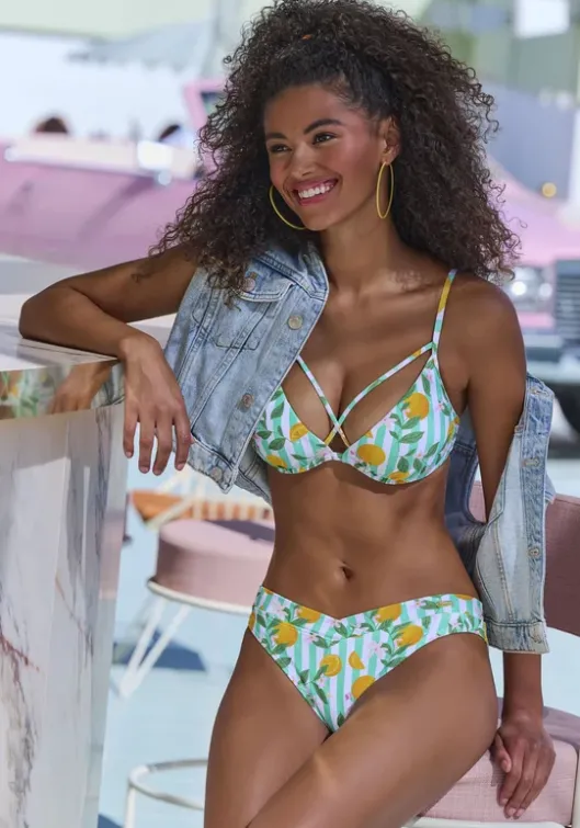 New Buffalo Bugel-Bikini"Capri" Mint-Orange Bedruckt