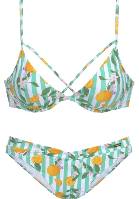 New Buffalo Bugel-Bikini"Capri" Mint-Orange Bedruckt