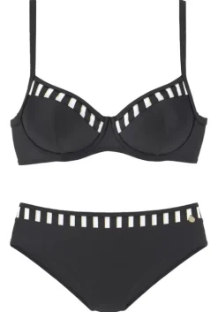Outlet LASCANA Bugel-Bikini"Charlot" Schwarz-Weis-Goldfarben