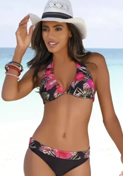 Clearance LASCANA Bugel-Bikini-Top"Elsa" Schwarz-Pink-Bedruckt