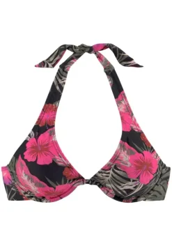 Clearance LASCANA Bugel-Bikini-Top"Elsa" Schwarz-Pink-Bedruckt
