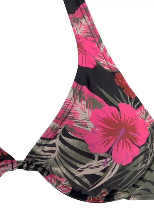 Clearance LASCANA Bugel-Bikini-Top"Elsa" Schwarz-Pink-Bedruckt