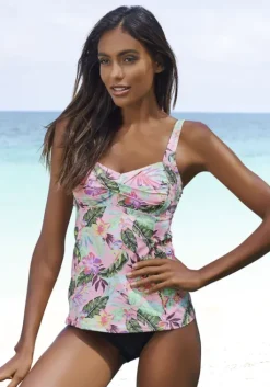 New s.Oliver Bugel-Tankini-Top"Azalea" Rose-Bedruckt