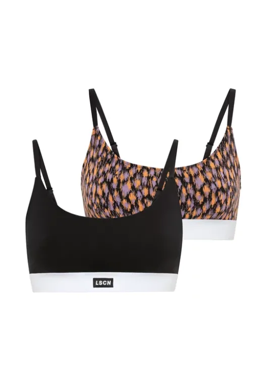 LSCN by LASCANA Bustier Schwarz Bedruckt, Schwarz Uni