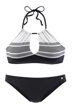 JETTE Bustier-Bikini Schwarz-Weis