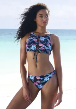 Discount KangaROOS Bustier-Bikini-Top"Agave" Schwarz-Bedruckt