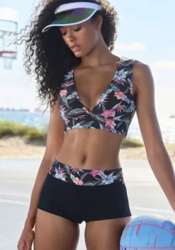 Discount KangaROOS Bustier-Bikini-Top"Agave" Schwarz-Bedruckt
