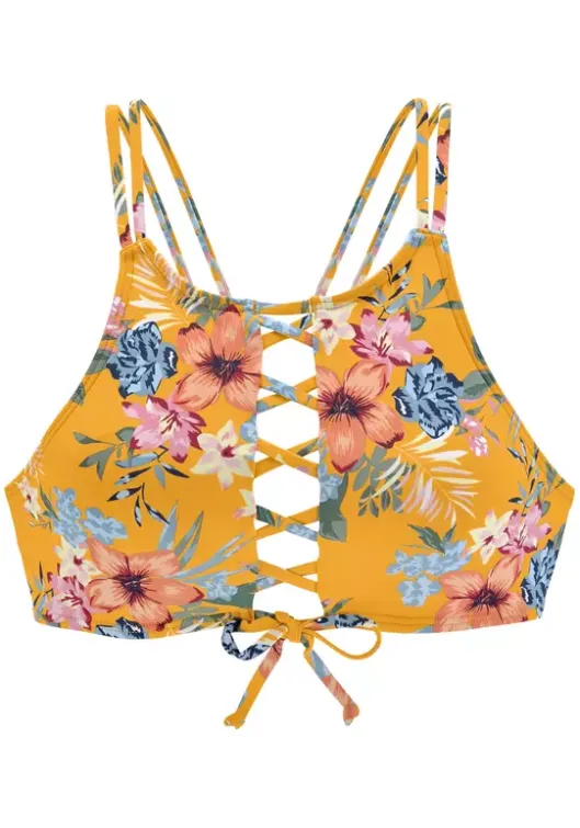 Sale Bench. Bustier-Bikini-Top"Maui" Gelb-Bedruckt