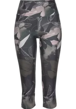 Discount LASCANA ACTIVE Caprileggings"Tropical" Khaki-Gemustert-Hellrosa