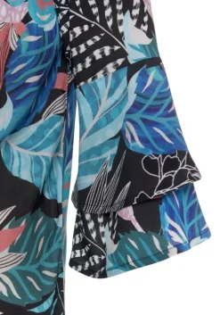 New LASCANA Carmenbluse Schwarz-Blau Bedruckt