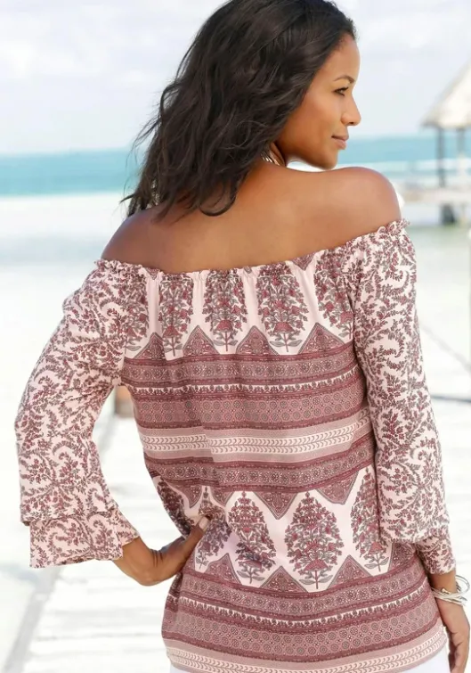 Best LASCANA Carmenbluse Altrosa-Bedruckt