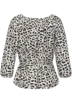Best LASCANA Carmenshirt Creme-Schwarz Bedruckt