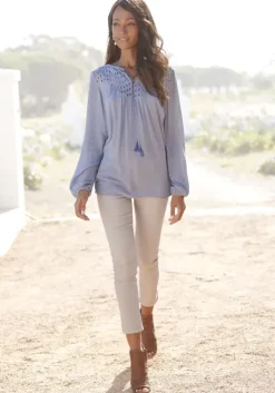 Outlet LASCANA Crepebluse Smokey Blue