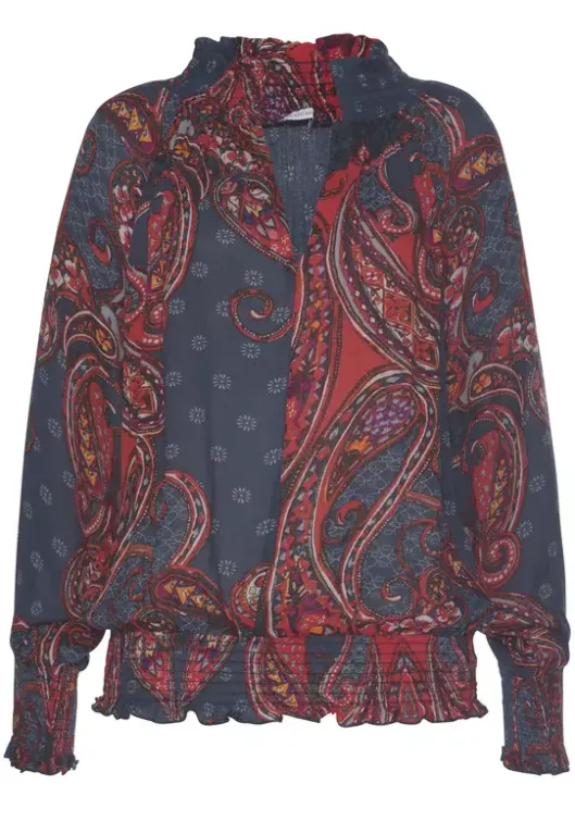 Online LASCANA Druckbluse Blau-Rot-Bedruckt