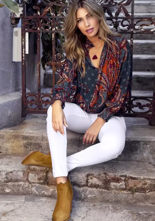 Online LASCANA Druckbluse Blau-Rot-Bedruckt
