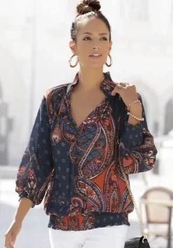 Online LASCANA Druckbluse Blau-Rot-Bedruckt