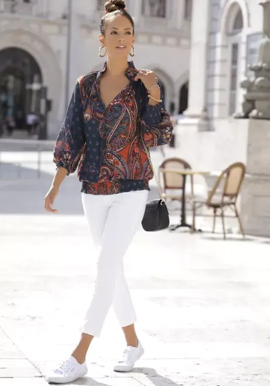 Online LASCANA Druckbluse Blau-Rot-Bedruckt