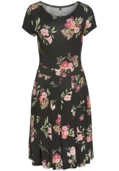 Outlet Vivance Druckkleid Schwarz-Pink-Bedruckt