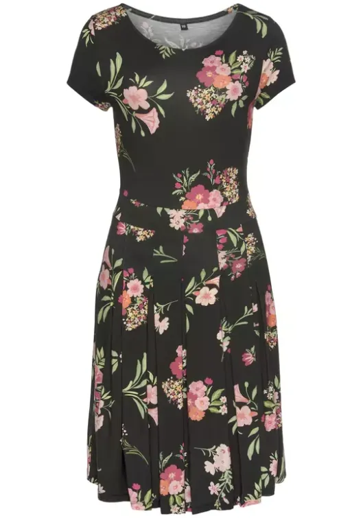 Outlet Vivance Druckkleid Schwarz-Pink-Bedruckt