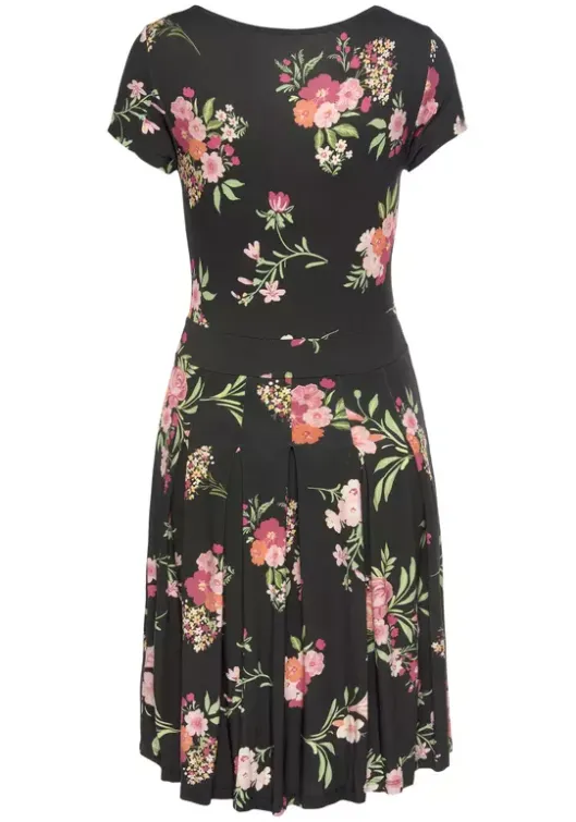 Outlet Vivance Druckkleid Schwarz-Pink-Bedruckt