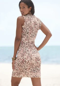 Sale Vivance Druckkleid Creme-Mauve Bedruckt