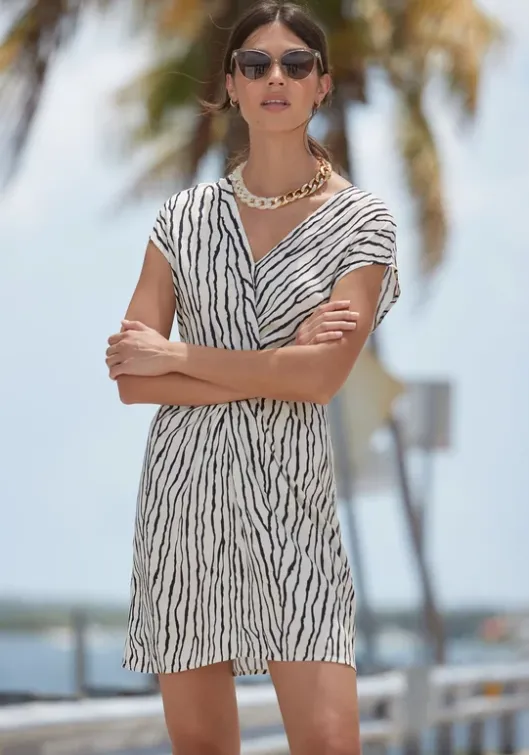 Discount LASCANA Druckkleid Creme-Schwarz