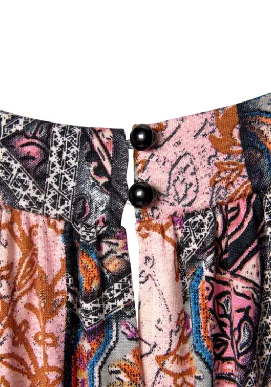 Discount Buffalo Druckkleid Rosa-Bedruckt