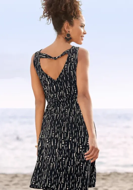 New s.Oliver Druckkleid Schwarz-Beige-Bedruckt