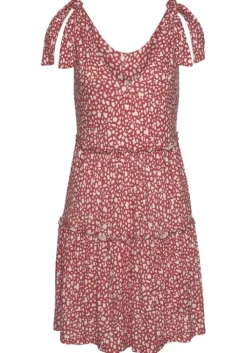 Online Beachtime Druckkleid Rot-Weis-Bedruckt